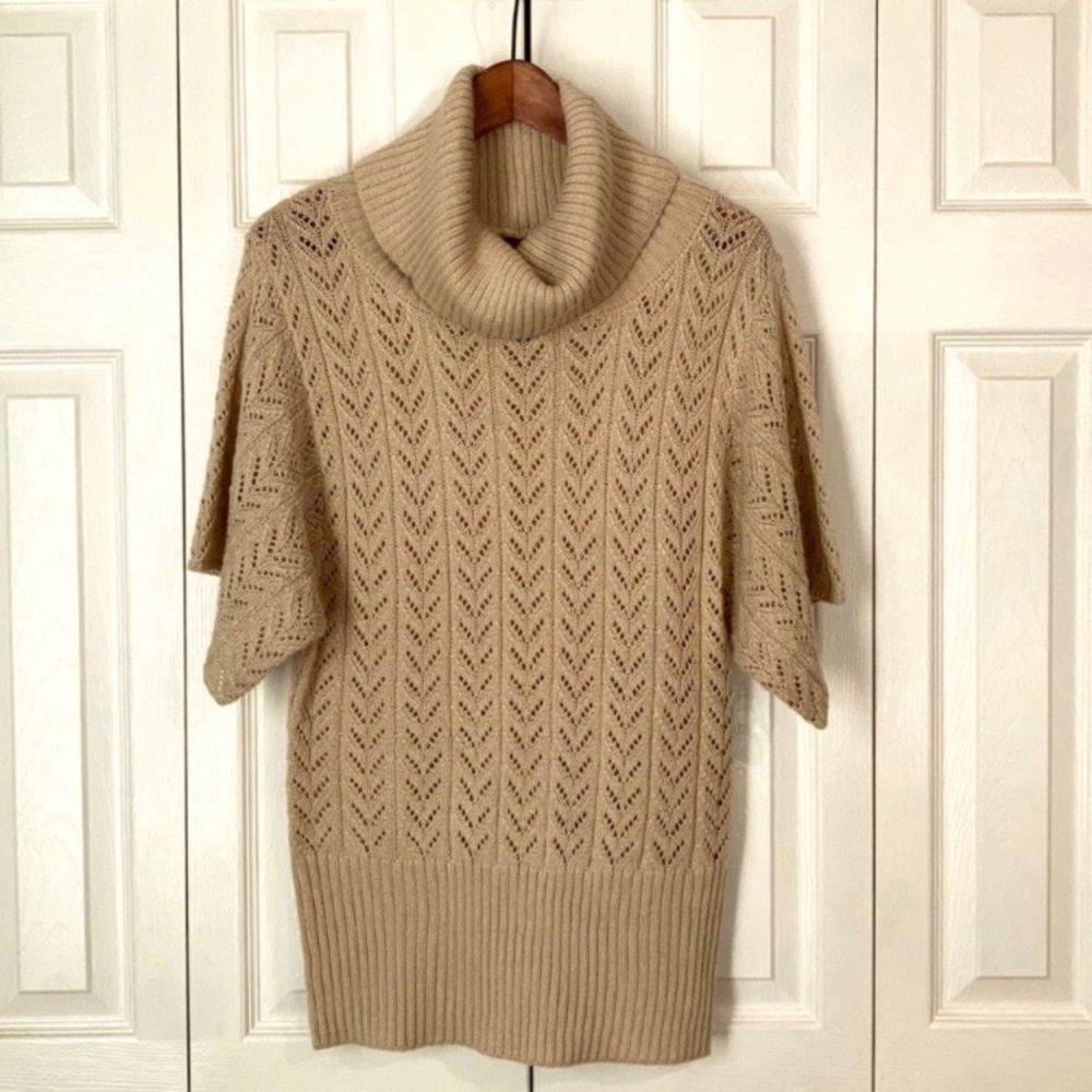 Adrienne Vittadini Cozy Tan Cowl Neck Sweater